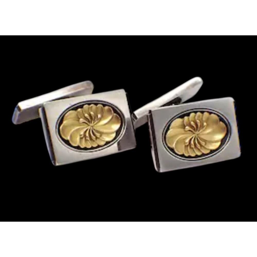 Georg Jensen Danish Denmark Sterling Silver and Gold Overlay Cufflinks No 59A